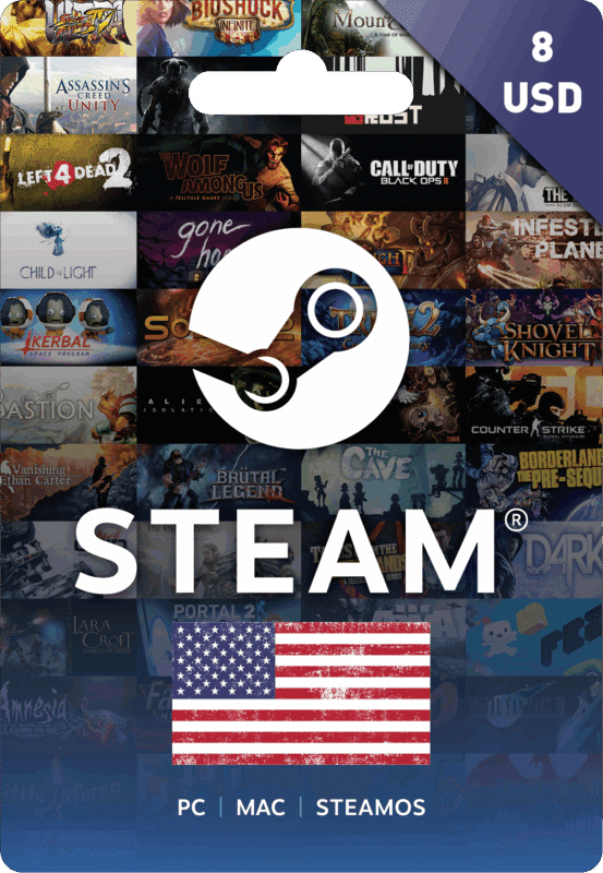 Steam Wallet Code USA 8 USD